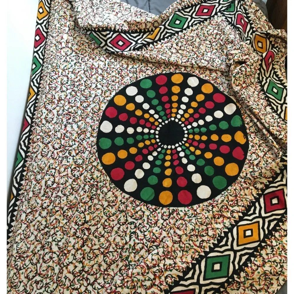 Vintage Hippie Wall Hanging Bed Covering, Dorm Room, Bought in India in the 80s